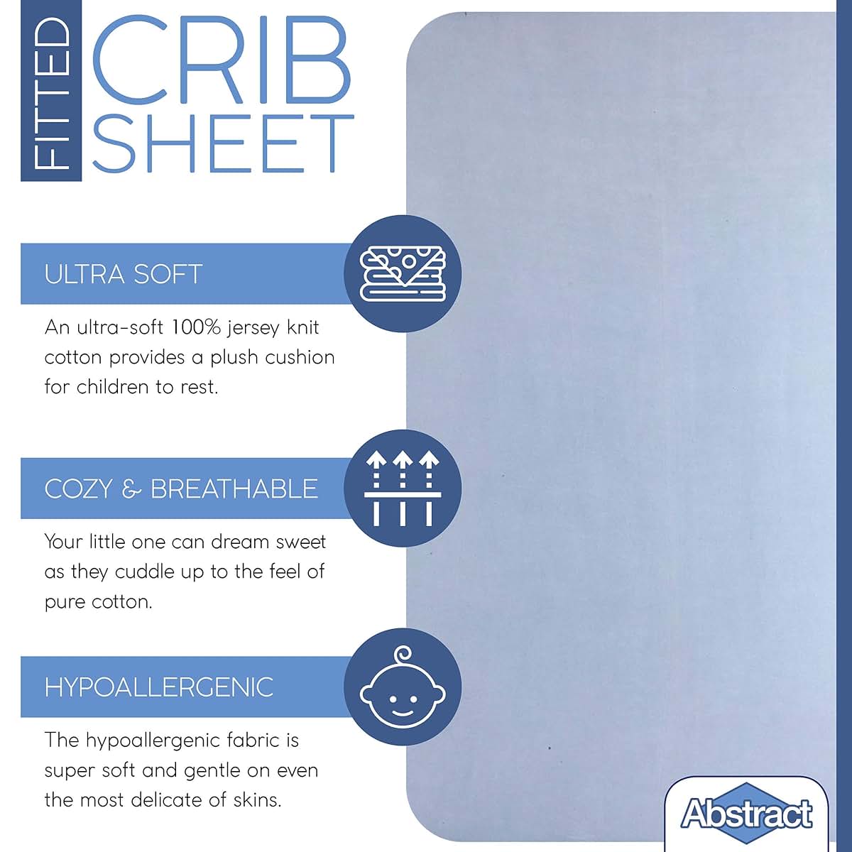 Abstract Baby Solid Jersey Knit Fitted Crib Sheet (28" x 52", Blue) (photo 2)