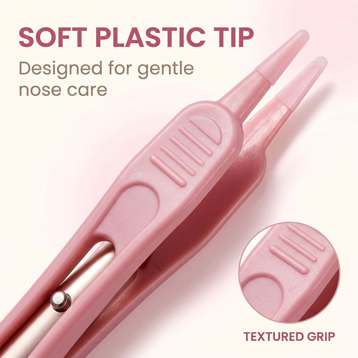 Tustao 4 Pcs Pink Plastic Nose Cleaning Tweezers With LED Light (photo 4)