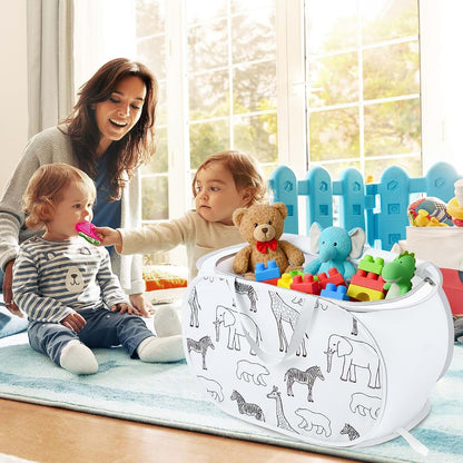 Seefoo Collapsible Toy Box With Zipper Lid