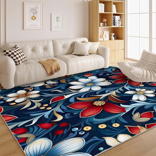 Dyausi 8x10ft Floral Area Rug Floor Carpet For Nursery And Kids Room