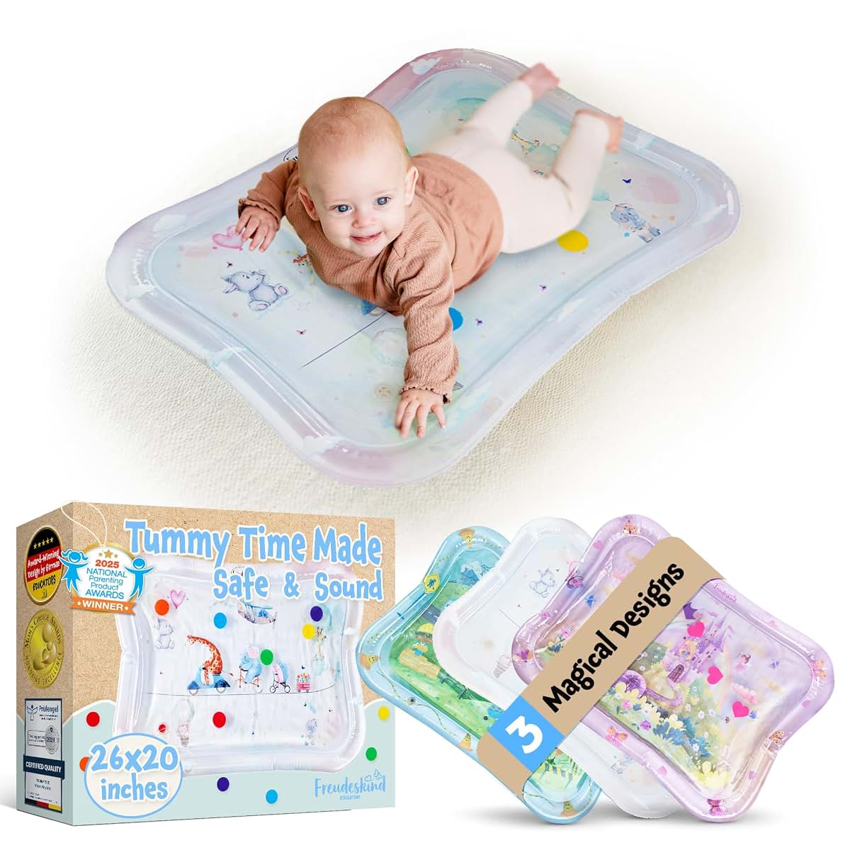 Freudeskind Tummy Time Water Mat – Circus Animals Small