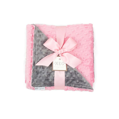 Meg Original Paris Pink & Charcoal Gray Minky Dot Baby Blanket