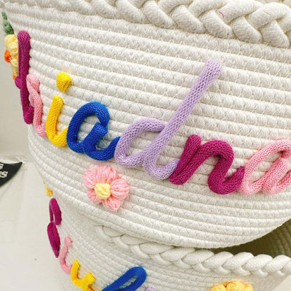 LUNICART Personalized Baby Name Basket, Custom Empty Gift White Basket, Small Diaper Cady, Shower Baskets, Newborn (photo 4)