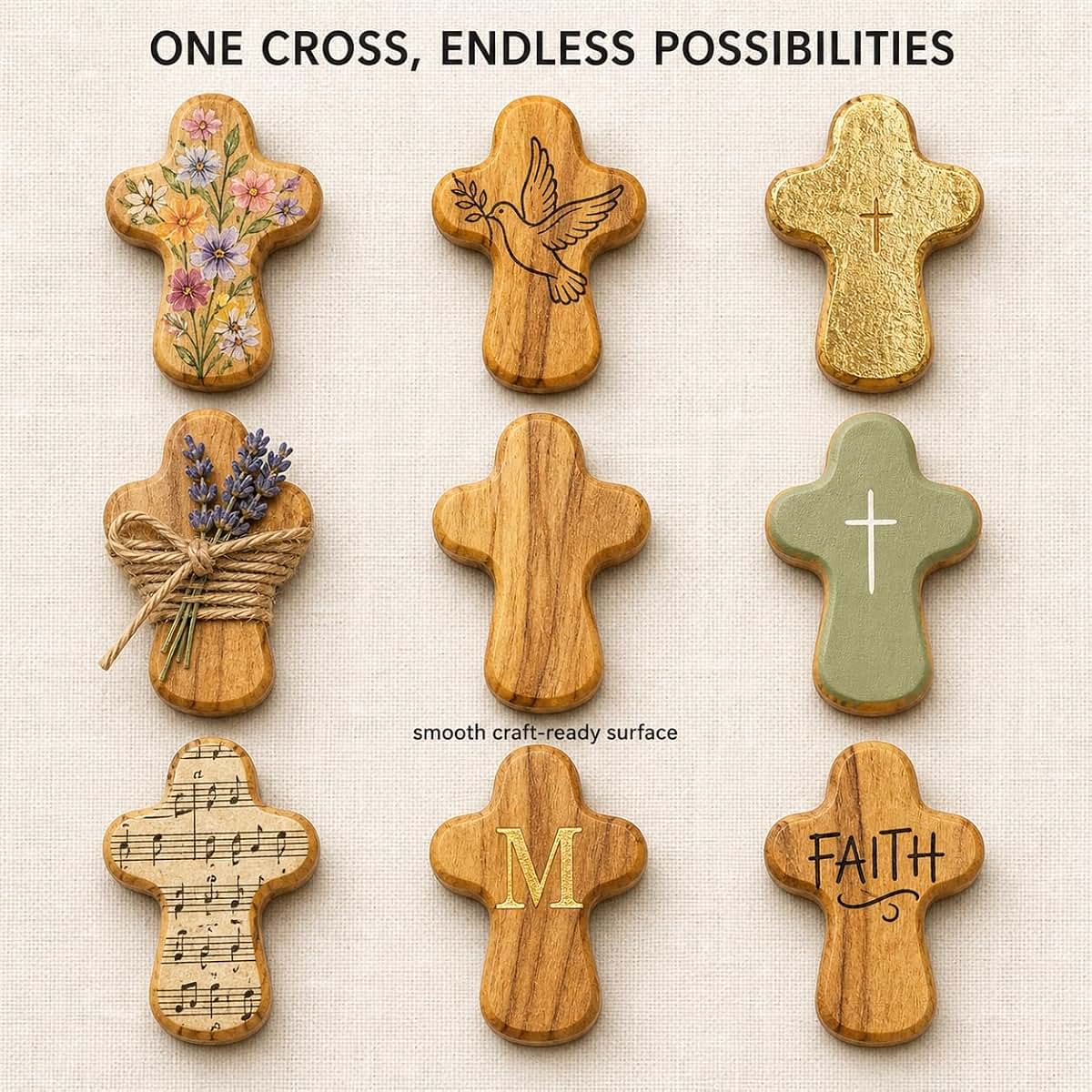 Zuluf Olive Wood Crosses Bulk Set of 100 for Crafts and Ministry Distribution