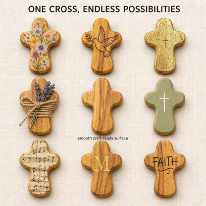 Zuluf 50 Pack Olive Wood Pocket Comfort Crosses from Bethlehem Holy Land