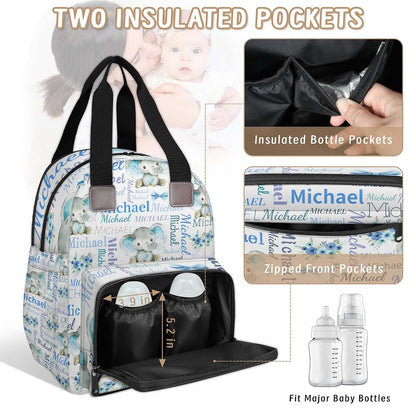 Litchora Personalized Diaper Bag Backpack with Stroller Straps (photo 4)