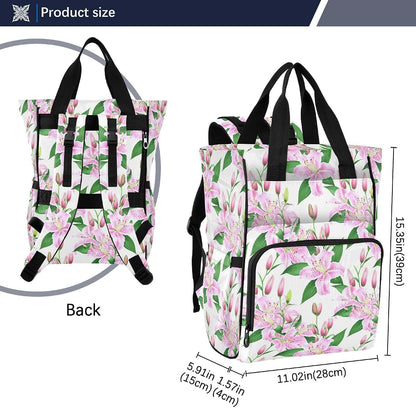 Kagirah Diaper Bag Backpack with Insulated Pockets and Stroller Straps, Blush Lily