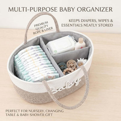 WeaveDeco Baby Diaper Caddy Organizer Cotton Rope