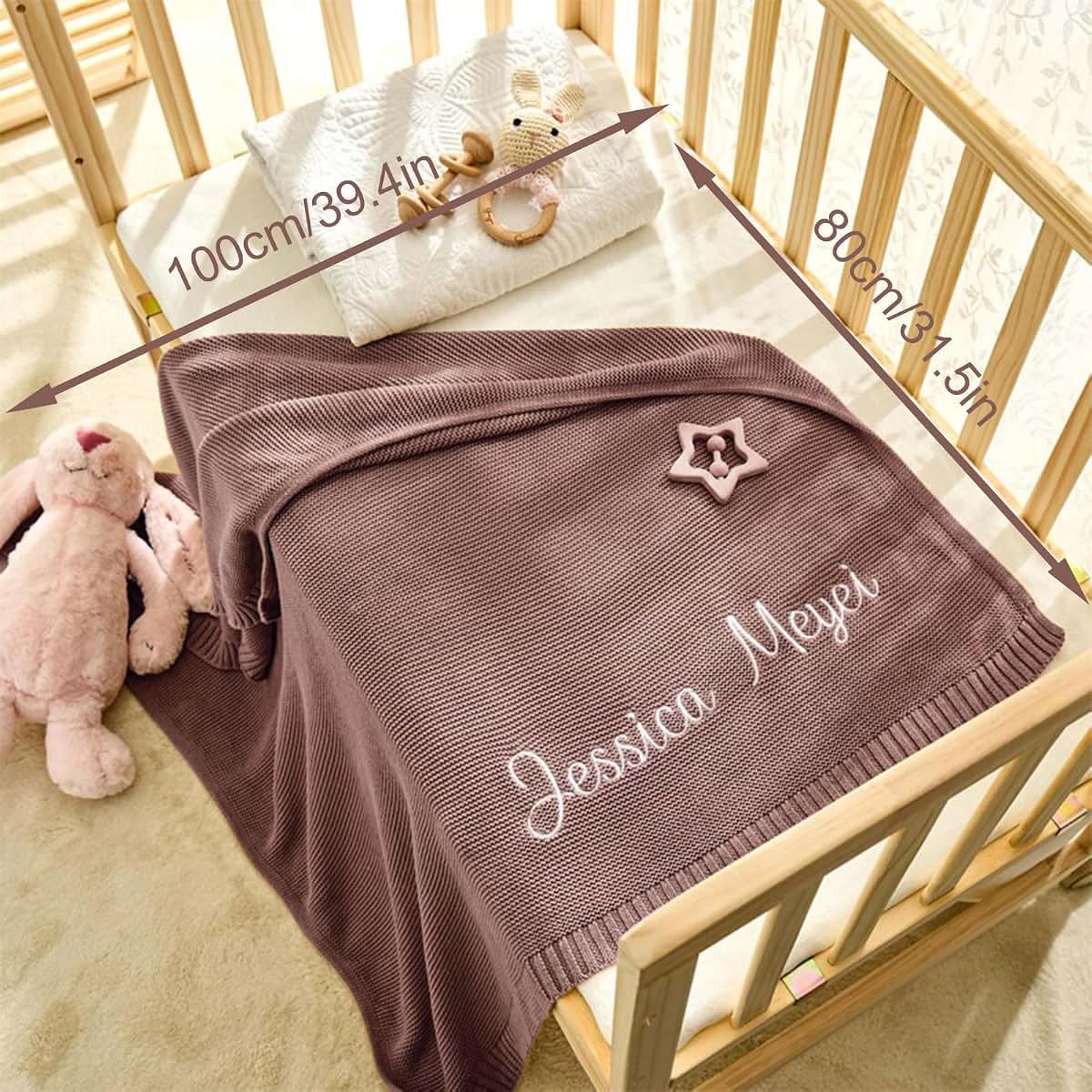 FENGHUO Personalized Baby Blanket with Custom Name Embroidery (photo 3)