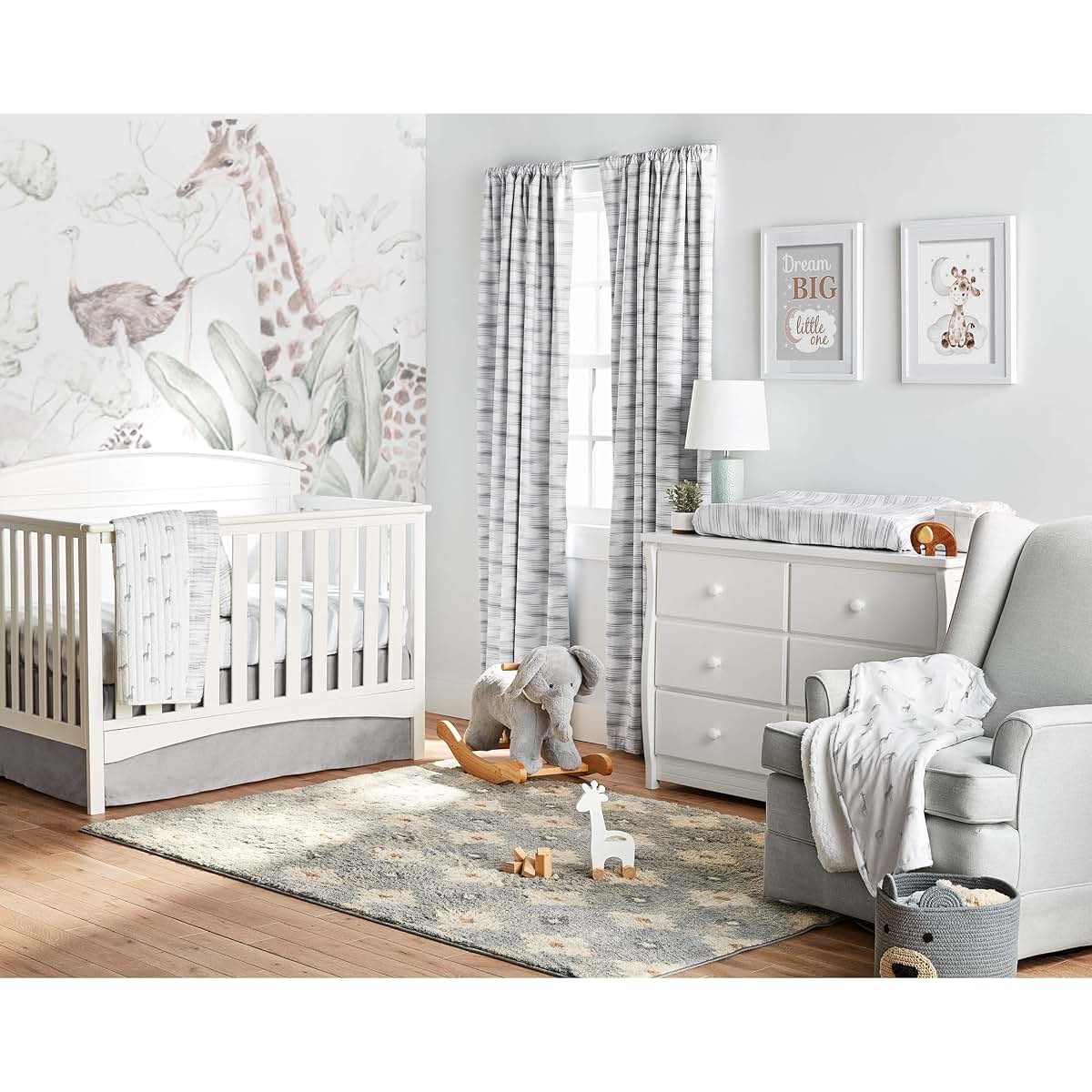 Lush Decor Baby Jungle Adventure Geo Blackout Window Curtain Single Panel, Gray