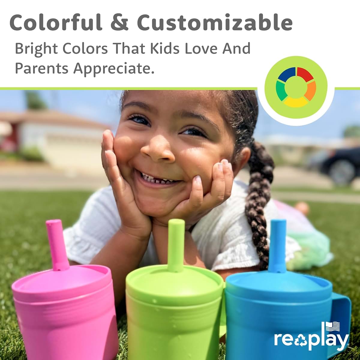 Re-Play 10 oz Toddler Tumbler, 2 Pack, Pink and Sky