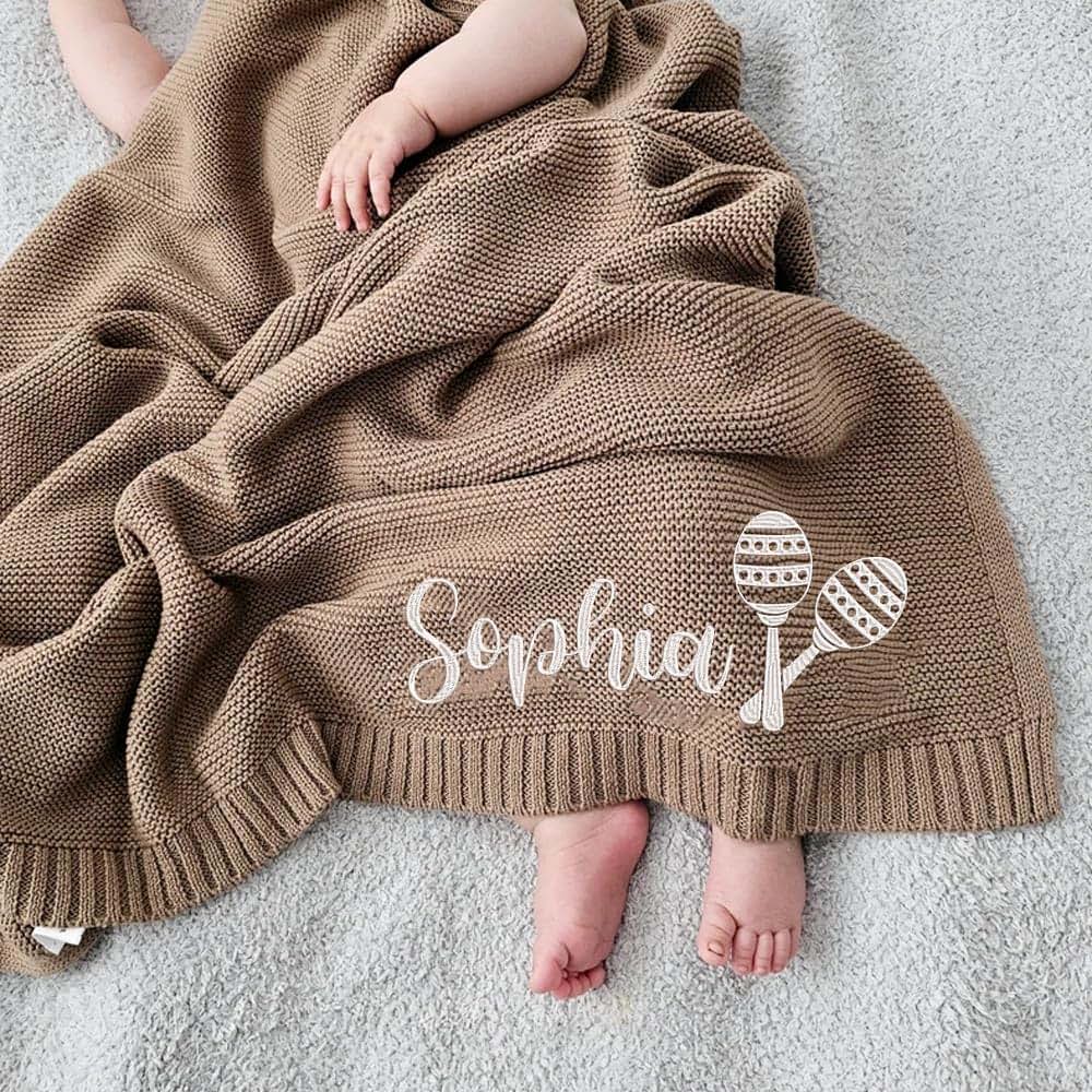 Noni Luxury Personalized Baby Blanket, Customize Baby Blanket, Name Baby Blanket, Embroidered Baby Blanket, Baby