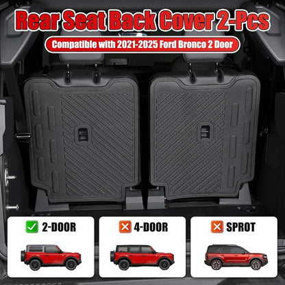 EVGoXMods Rear Seat Backrest Mat for Ford Bronco 2-Door 2021-2026, TPE, Hook-and-Loop Fit, Washable