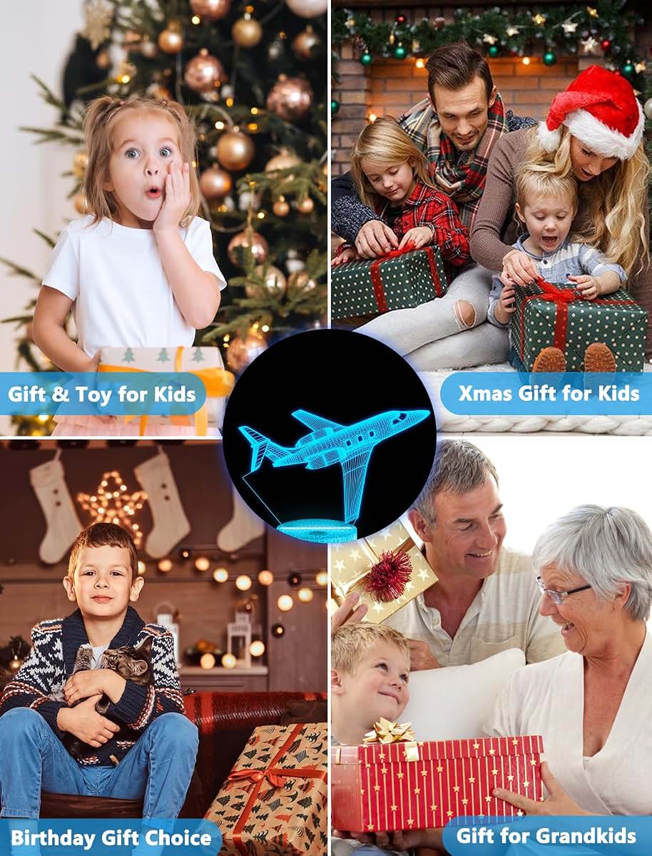 Airplane Pilot Lamp Night Light with Remote Control and 16 Colors