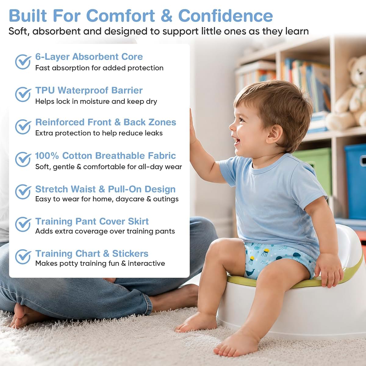 Jaxmoon Upairy Potty Training Pants for Boys Girls, Cotton Absorbent Training Pants
