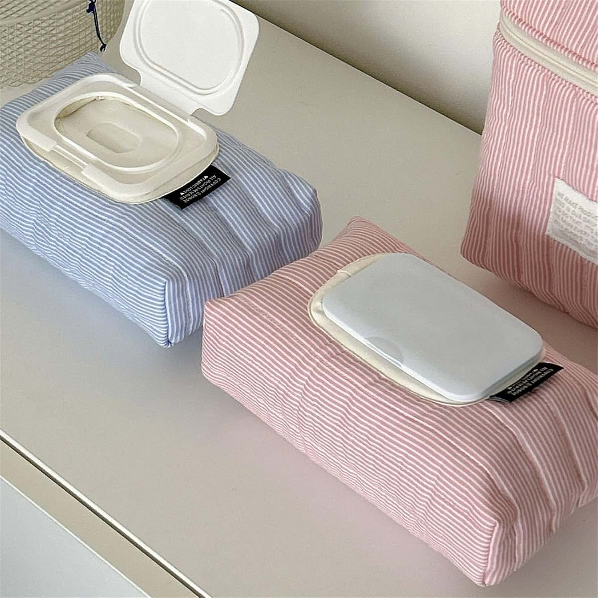 RSHuiOUXX Quilted Stripe Polyester Wipes Sleeve With Snapped Lid (photo 3)