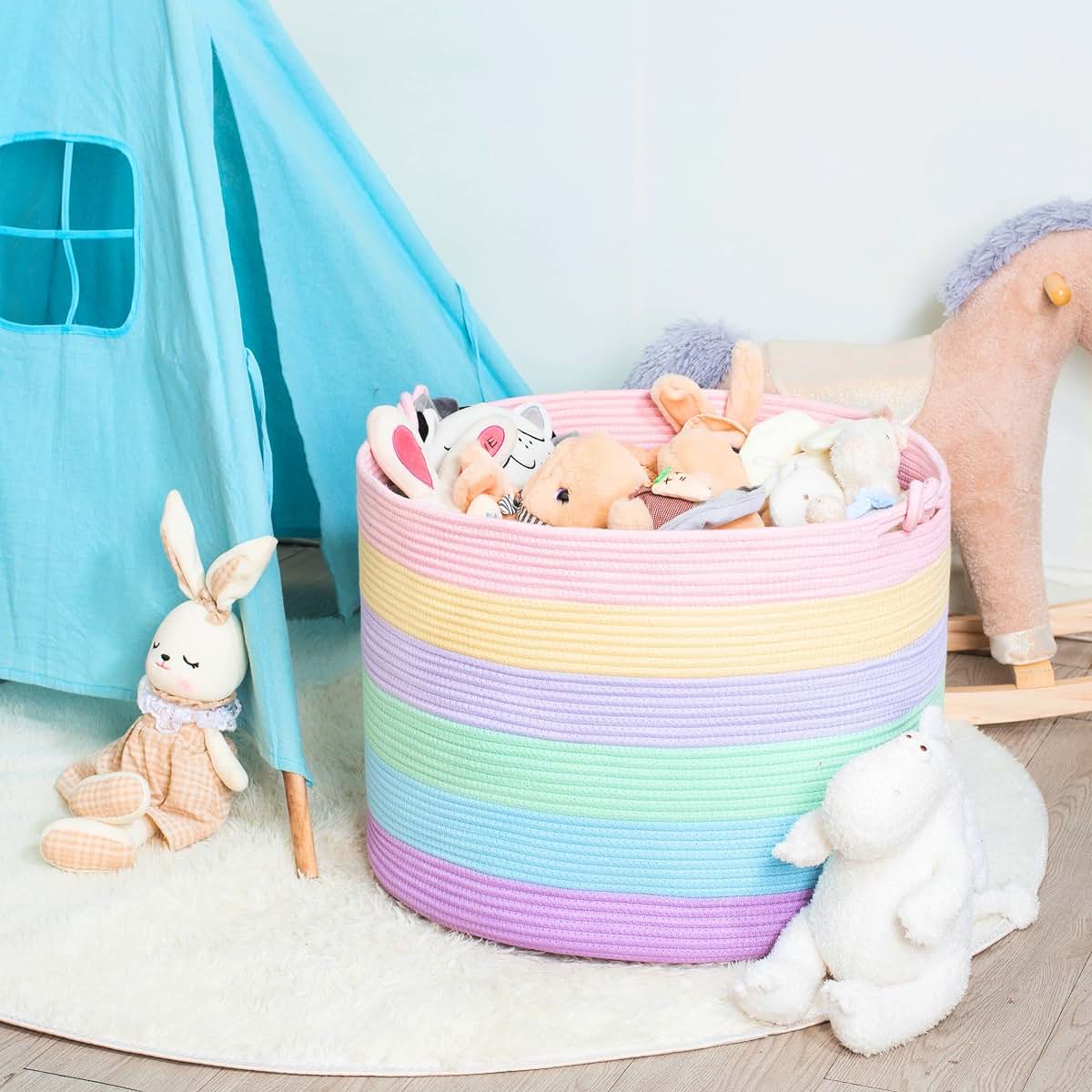Decorative Woven Cotton Rope Storage Basket Bin