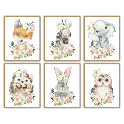 W.O.W.A. World Of Wall Art Animal Nursery Prints, Set Of 6