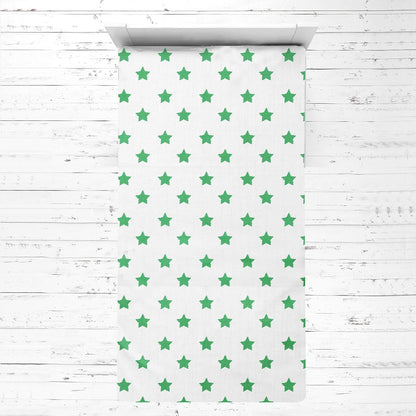Bacati Muslin Sports 3-Piece Boys Toddler Bed Sheet Set, 100% Cotton, Soccer Ball Green/Grey