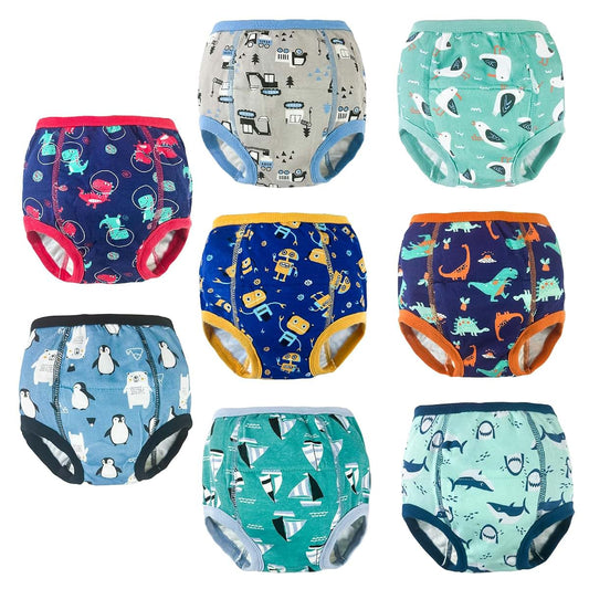 SMULPOOTI 8 Packs Reusable Potty Training Underwear for Potty Training and Strong Absorbent Training Underwear for Boys