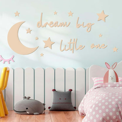 BabyOneStop 15 Pc Nursery Wall Art Set, Moon and Stars Boho Wood Decor