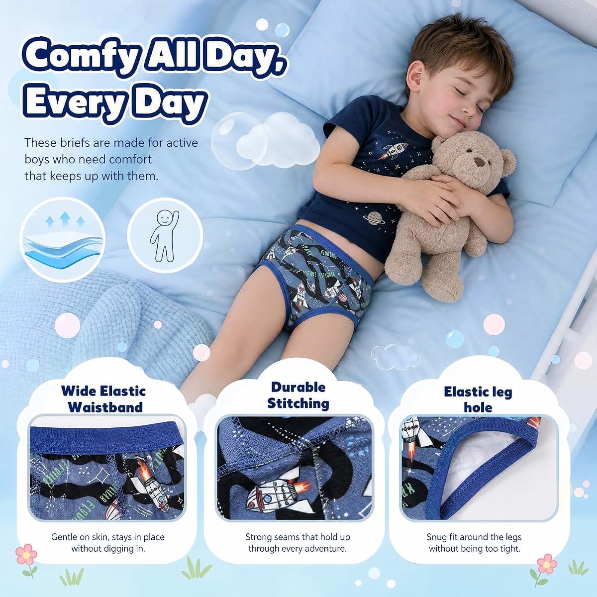 MomEasier Potty Training Underwear 4Pack Absorbent Toddler Boys Pants 2-6T (photo 2)