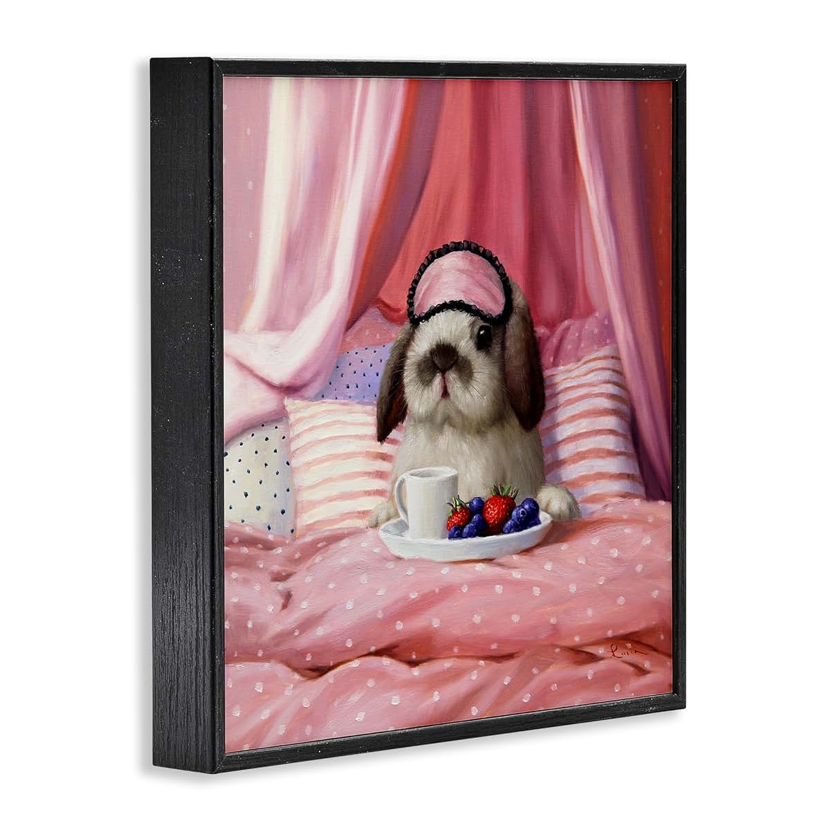Stupell Industries Bunny With Breakfast In Bed Framed Giclee Art, Black, 17 X 17 Inches