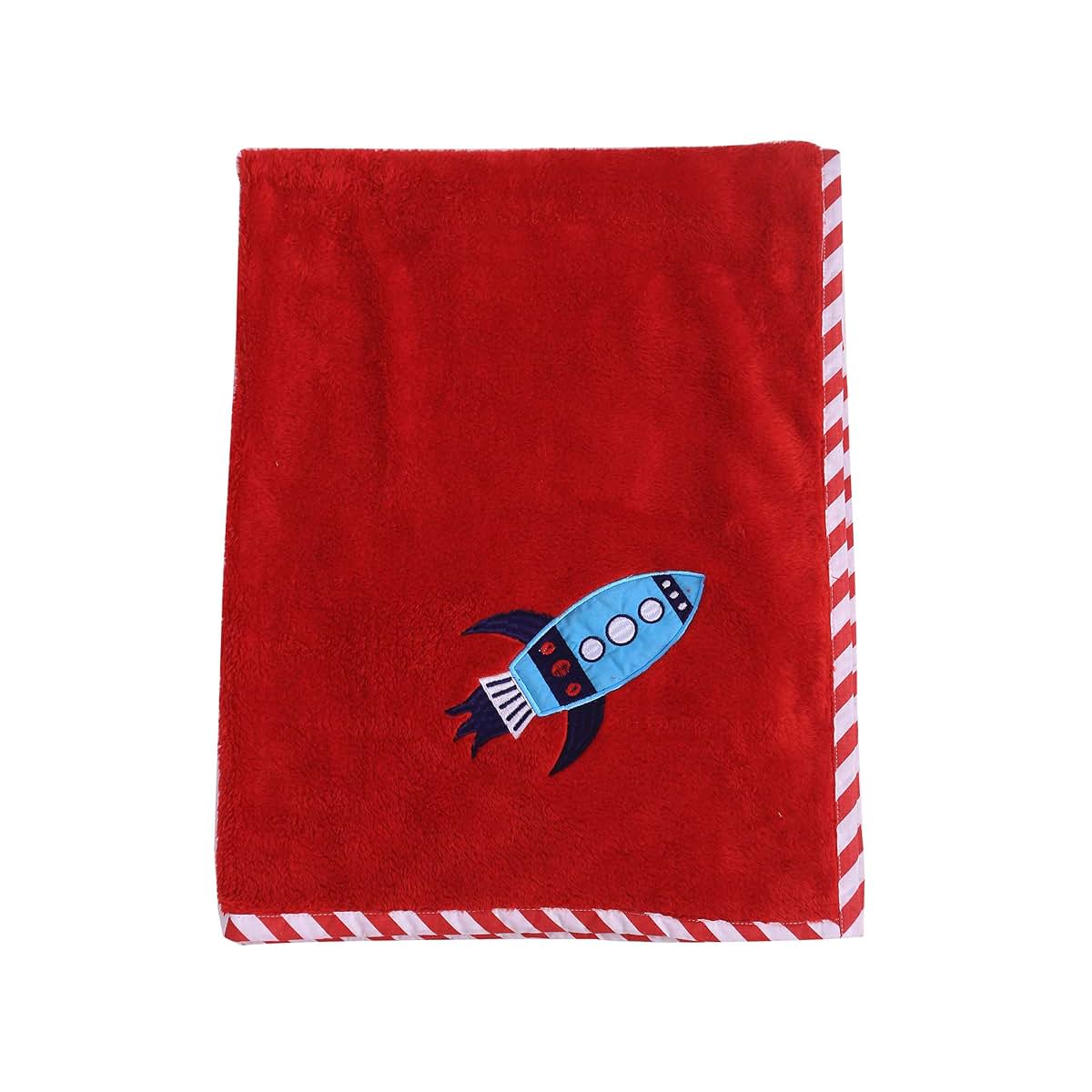 Bacati - Space Boys Embroidered Plush Blanket (Red) (Red)