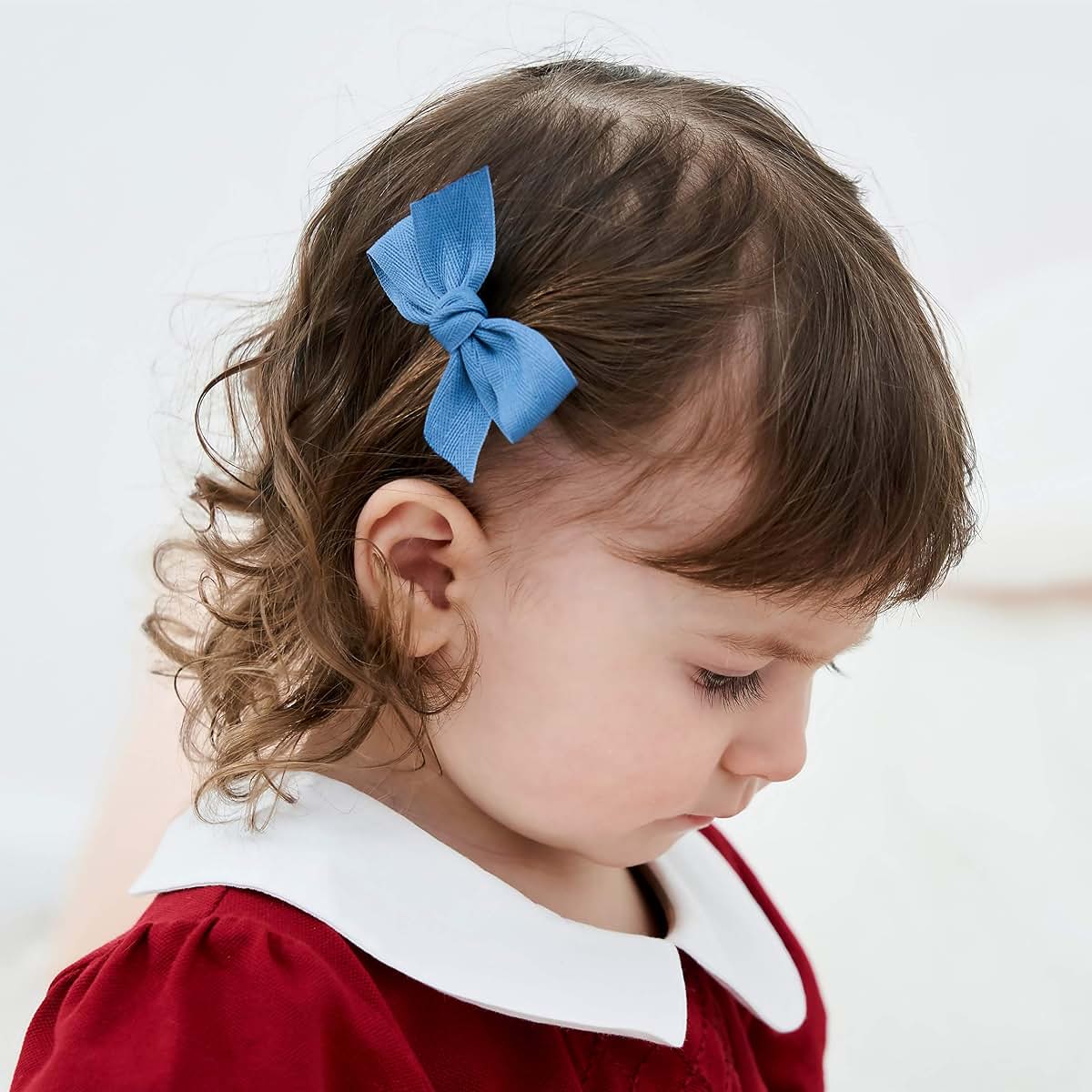 Belle Beau Baby Girls' Hair Bow Clips, 10-Piece Ribbon Lined Set (photo 2)