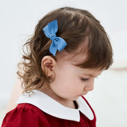 Belle Beau Baby Girls' Hair Bow Clips, 10-Piece Ribbon Lined Set (photo 2)