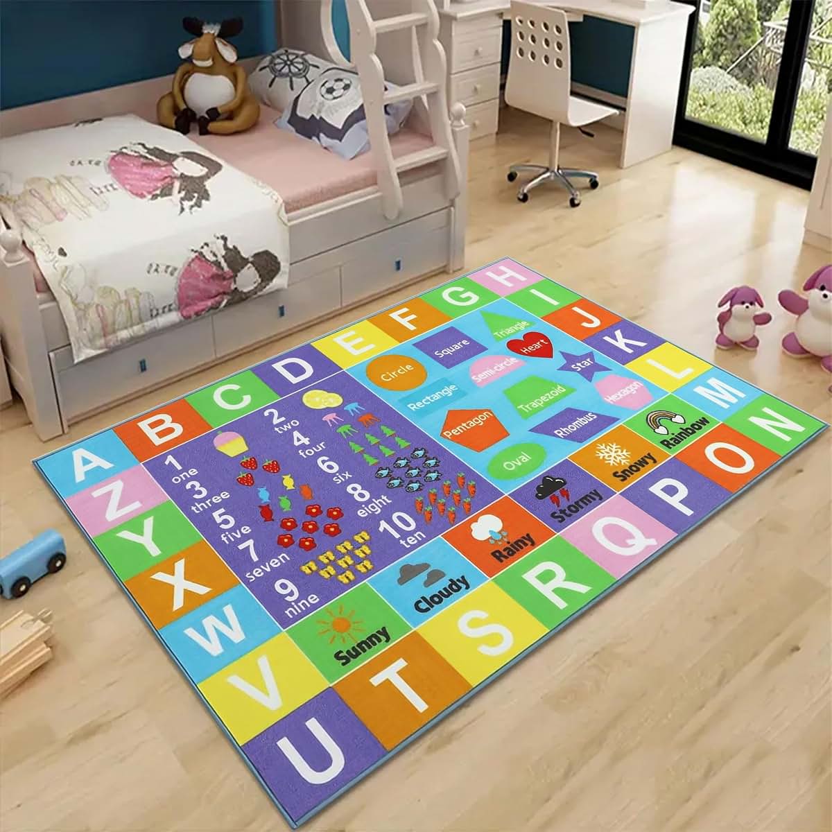 Hongxiu Kids Playroom Area Rug, 4x6ft Alphabet Learning Carpet