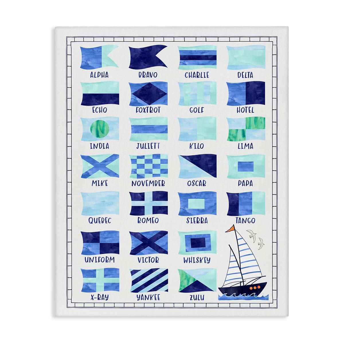 Stupell Industries Blue Nautical Flag Canvas Art (30 x 40 Inches)