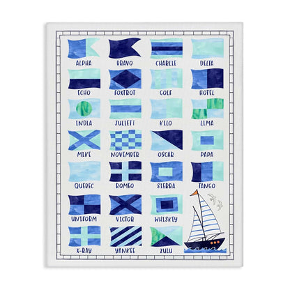 Stupell Industries Blue Nautical Flag Canvas Art (30 x 40 Inches)