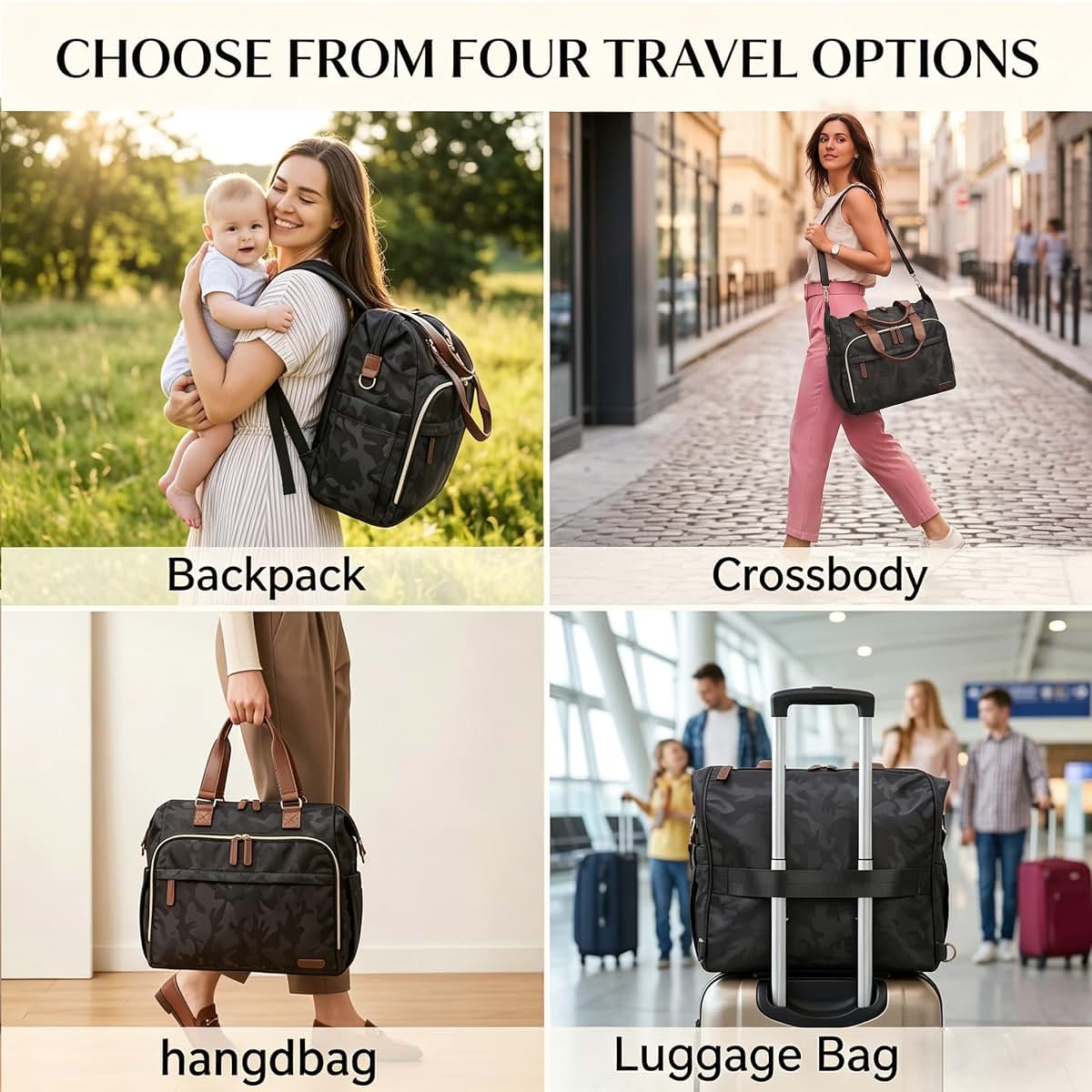 Pripher Diaper Bag Backpack - Large Capacity Travel Essential for Mom