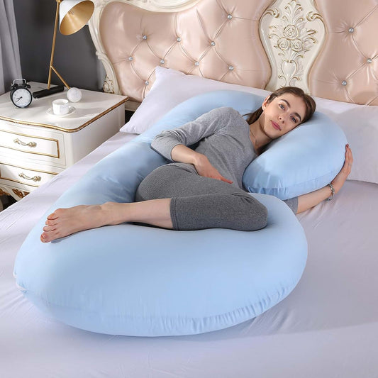 KFUN Full Body Pregnancy Pillow,C-Shaped Maternity Pillow for Pregnant Women Detachable Cover,Support Back, Hips, Legs