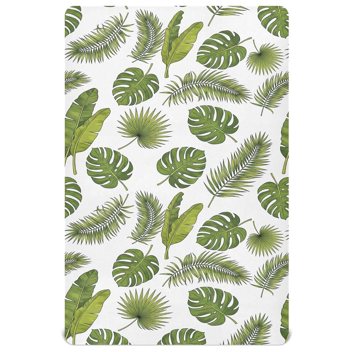 Pfrewn Crib Sheets Monstera Leaves Palm Fronds Fitted Crib Sheet