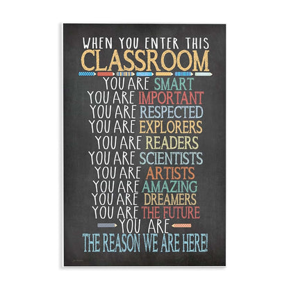 Stupell Industries Classroom Rules Rainbow Chalk Wall Plaque