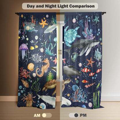 Suklly Nautical Coastal Window Curtains for Nursery Bedroom Decor