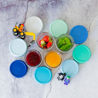 Youngever 8 Sets Glass Baby Food Storage Containers with Airtight Lids, 8 Ounce, Coastal Colors