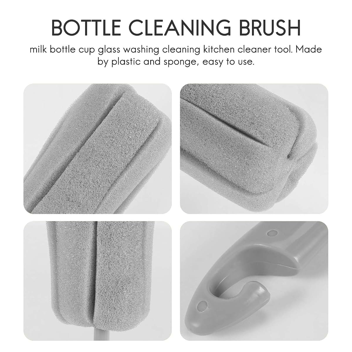 Ruitutedianzi Gray Sponge Brush Short Handle Bottle Cleaner (photo 4)