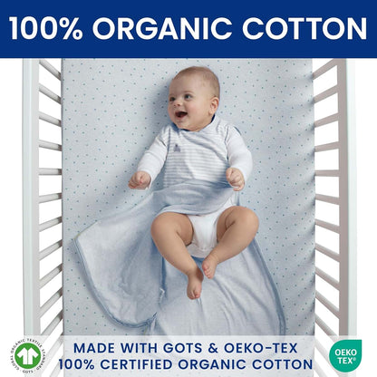 Delta Children babyGap TrueSleep Sleep Sack, 100% Organic Cotton, Large 6-12 Months, Blue Stripe