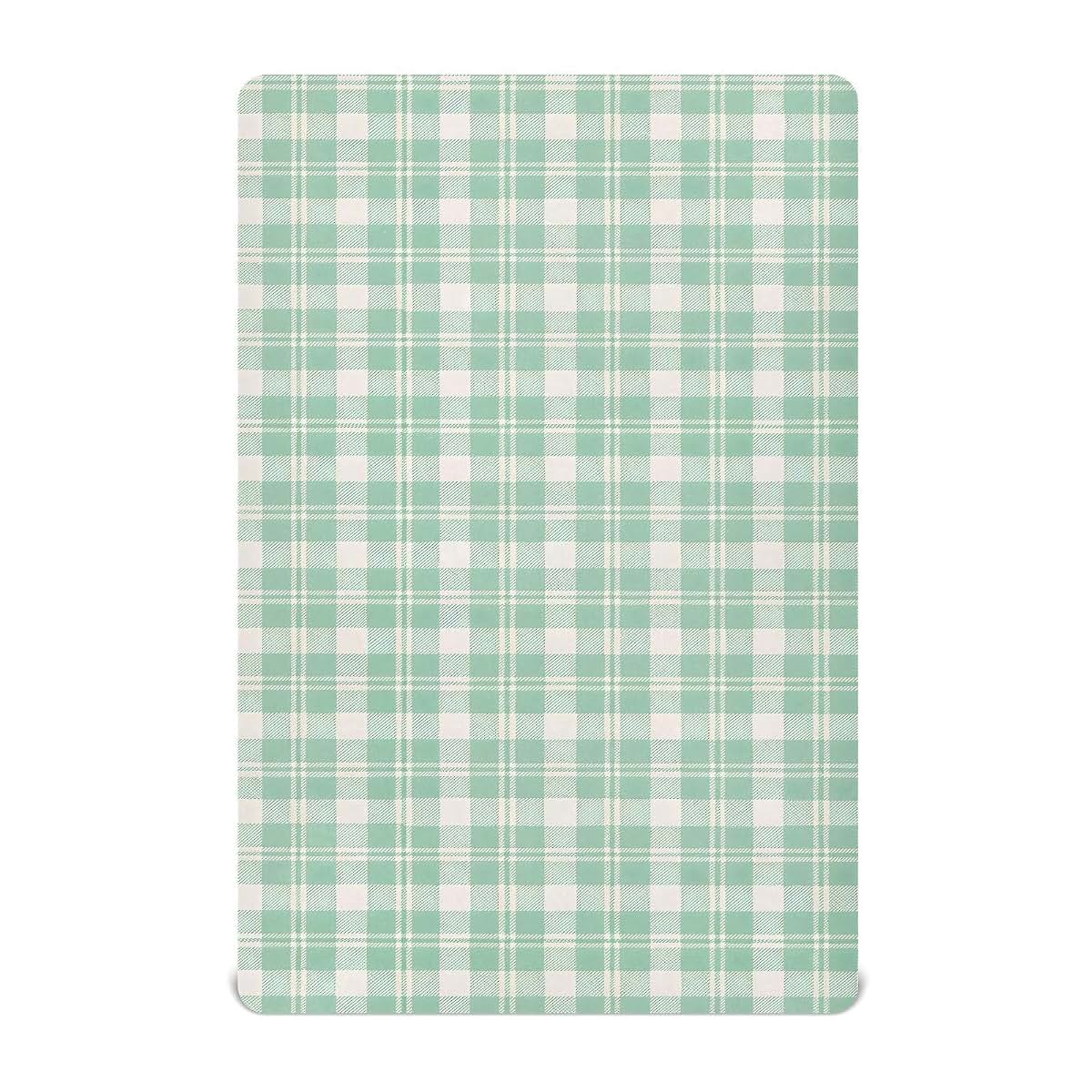 Jihqo Green Gingham Checkered Crib Sheets