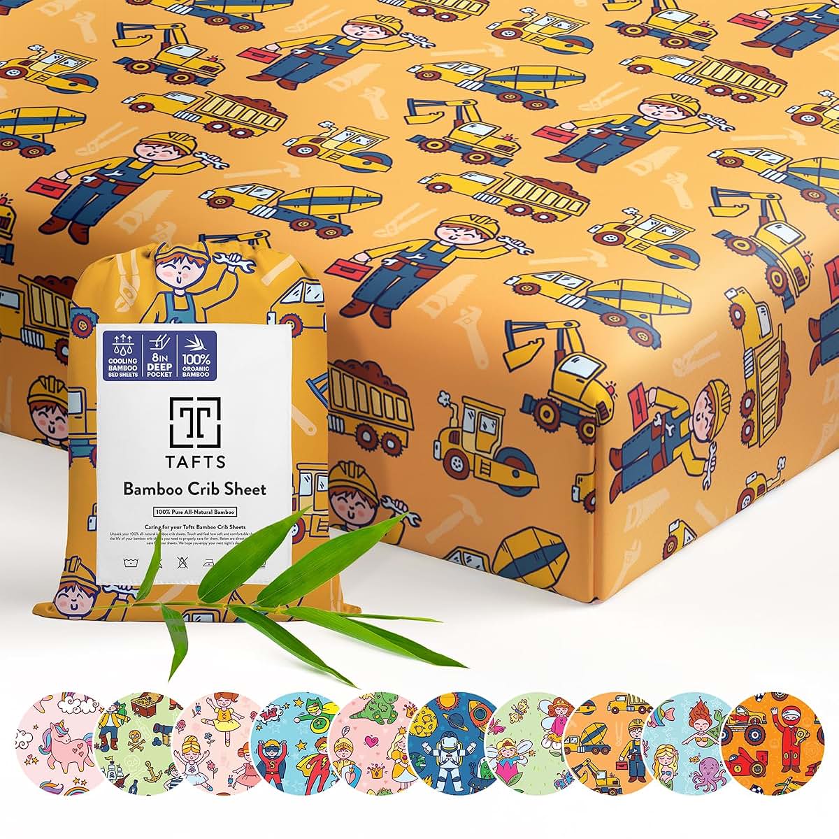 Tafts 100% Viscose Fitted Crib Sheets, Girls, Boys & Unisex, 8 Inch Deep Pocket, Standard Crib & Toddler Mattress