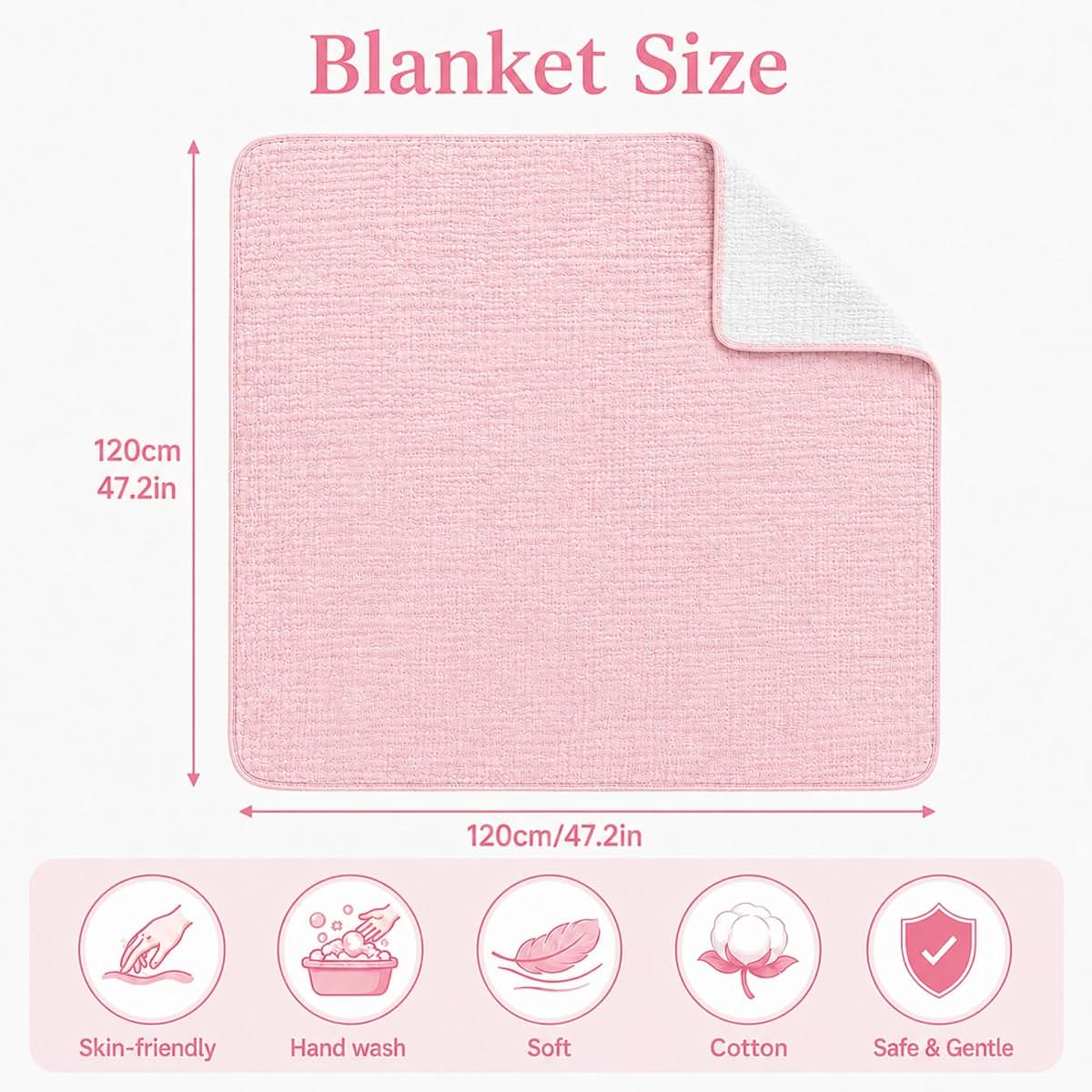 Ababy Personalized Cotton Muslin Swaddle Blanket In Blush Pink (photo 3)