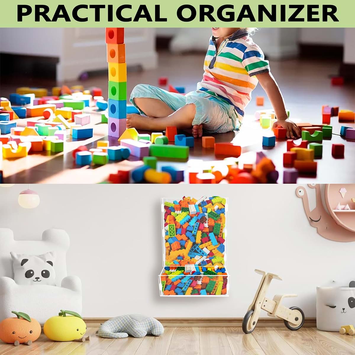 Montex Acrylic Wall Toy Dispenser, Acrylic Wall Storage, (Single Compartment) Hanging Organizer and Storage Bin for (photo 2)