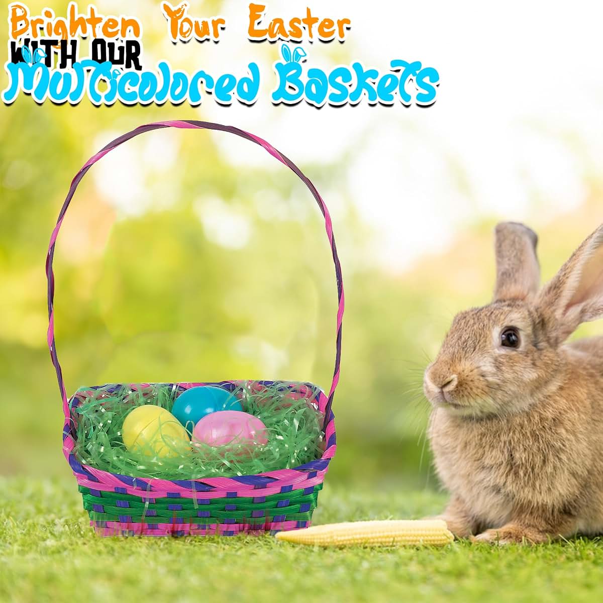Fun Express Multicolored Rectangular Easter Baskets, Bulk Set of 12 (photo 4)