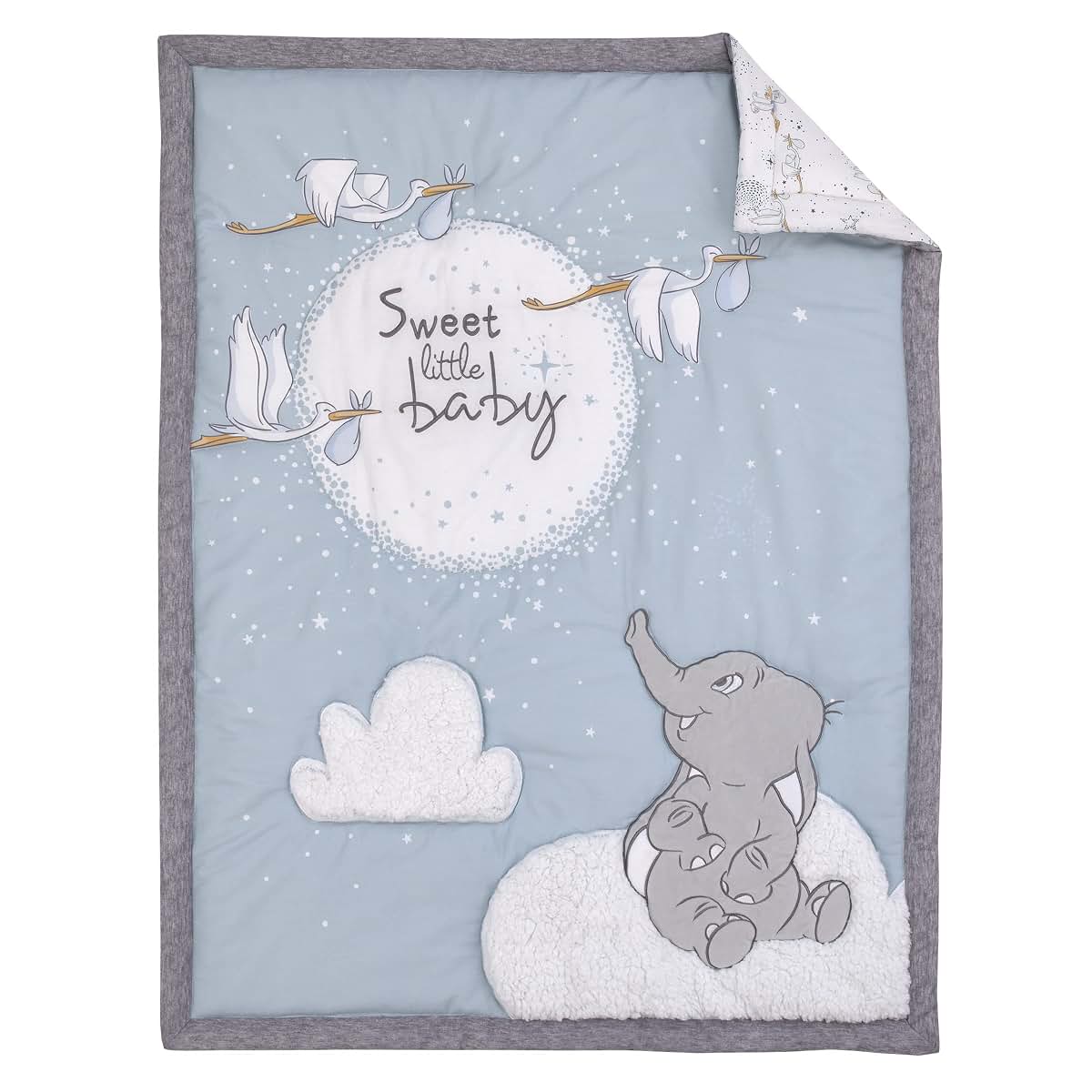 Dumbo Sweet Little Baby Crib Bedding Set - Comforter, Sheet, and Skirt