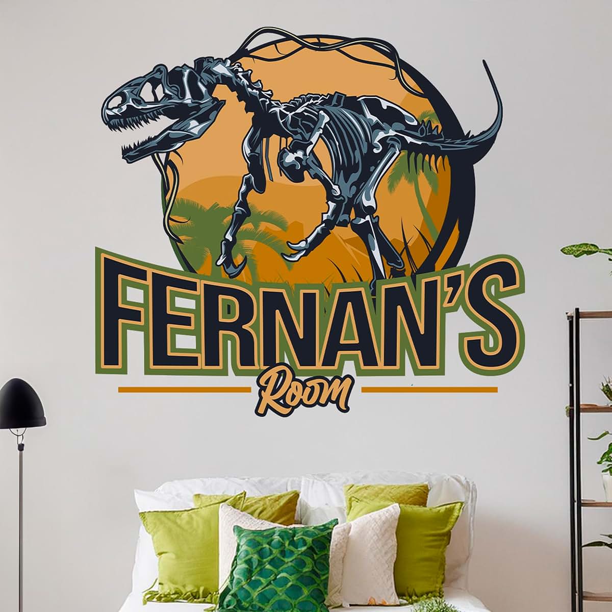 AdesiivoStudio Custom Name Dinosaur Wall Decal With T-Rex Design