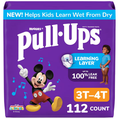 Pull-Ups Boys' Potty Training Pants, Size 3T-4T Training Underwear (32-40 lbs), 112 Count