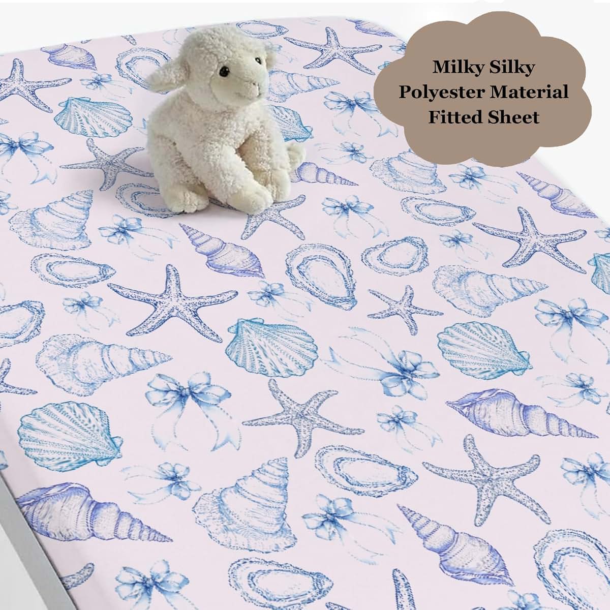 Wicbfdfv Watercolor Sea Shells Bows Fitted Crib Sheet 28"x52" (photo 3)